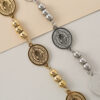 KOMI Gold Stainless Steel Beaded Link Chain Saint Benedict Charm Bracelets for Men Silver Beads Rosary Bracelet for Faith Prayer