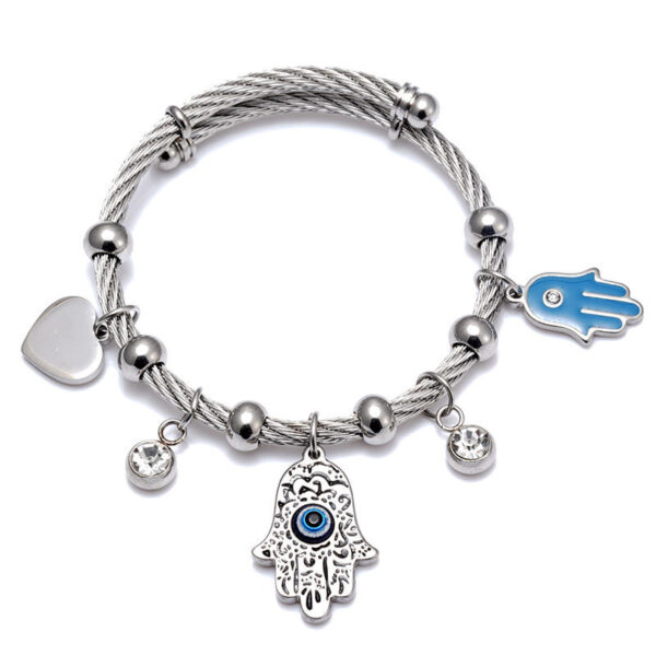 Komi Stainless Steel Greek South American Silver Bracelet Islamic Turkish Blue Eyes Titanium Steel Bracelet