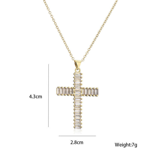 2024 High Quality Diamond Christian Religion Jewelry Gold Plated Stainless Steel Chain Micro Pave Cross Pendant Necklace