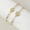 KOMI Cross Charm Bracelets Jesus Cross Saint Benedict Virgin Mary Medal Charms Ball Beaded Link Chain Bracelet for Women Jewelry