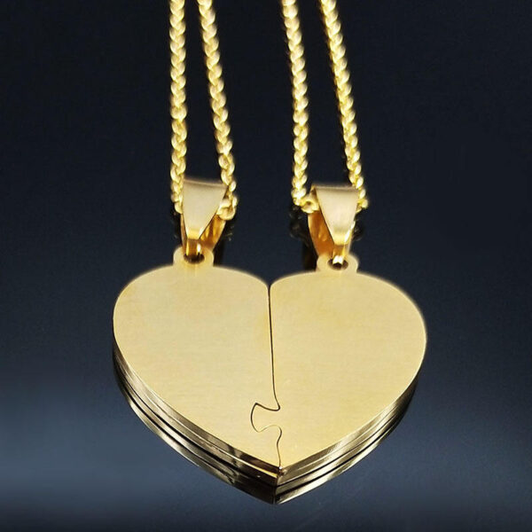 KOMI Stainless Steel Necklace for Women Men Couples Gift Gold Heart Heart Pendant Jewelry