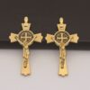 Wholesale Gold Plated St.Benedict Crucifix Cross Pendant Necklace Keychain Religious Jesus Cross Craft Gifts for Men