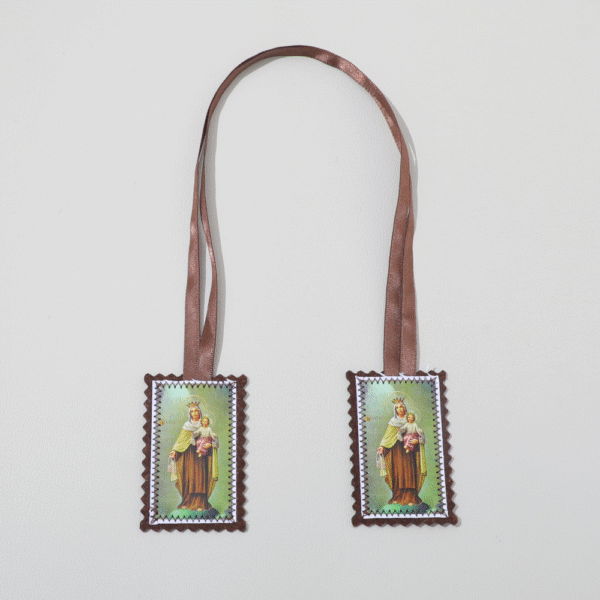 519921cdeadd55a654d2037a7dca48e1_H974304aded1d470f94ad9f6deb36f4f5Q_avif=close&webp=close Customized Handmade Fabric Scapula Religious Saint Figure Pattern Brown Rope Double Pendant Scapula Medallion Jewelry