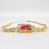 KOMI 14K Gold Plated Cubic Zirconia Virgin Mary Statement Charm Bracelets for Women Flower Beads Chain Bracelet Cuff Bangles