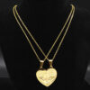KOMI Stainless Steel Necklace for Women Men Couples Gift Gold Heart Heart Pendant Jewelry