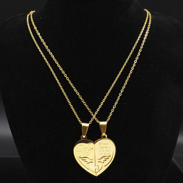 KOMI Stainless Steel Necklace for Women Men Couples Gift Gold Heart Heart Pendant Jewelry