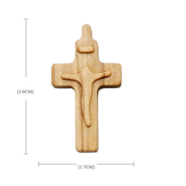 KOMI Natural Olive Wood Cross Carved Jesus Relief 2cm to 4.5cm Jerusalem Wooden Rosary Necklace Cross Pendant for Jewelry Making