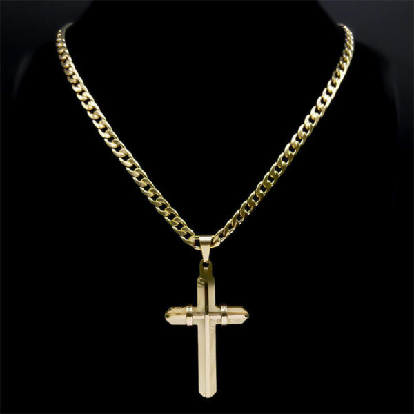 KOMI Hot Sale Classic Creative Cross Pendant Stainless Steel Men's Religious Necklace