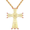 KOMI Roman Palestine Large Cross Pendant Necklaces Diamond Crown Religious Long Chain Necklace Fashion Jewelry