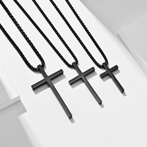 Titanium Steel Cross Necklace Glossy Men and Women Wear Stainless Steel Sweater Chain Prayer Religious Jewelry Gift