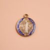KOMI Gold Plated Metal Colored Enamel Saint Benedict Round Medal Coin Pendants Double Dripping Oil Charms Pendant for Jewelry