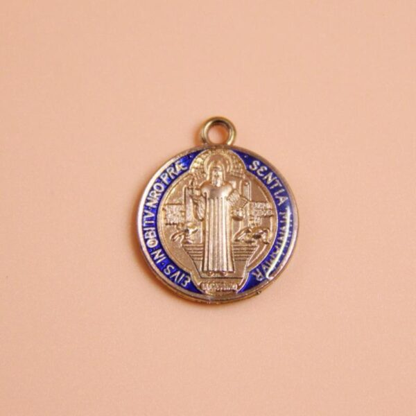 KOMI Gold Plated Metal Colored Enamel Saint Benedict Round Medal Coin Pendants Double Dripping Oil Charms Pendant for Jewelry