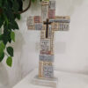 KOMI Unique 12 Inches Wall and Table Resin Cross Sculpture Crafts for Garden Church Home Decoration Lord Prayer Statue Gift