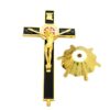 KOMI Home Decorations Collection Tabletop Standing Gold Metal Black Enamel Crucifix Cross Ornaments for Souvenirs Business Gift