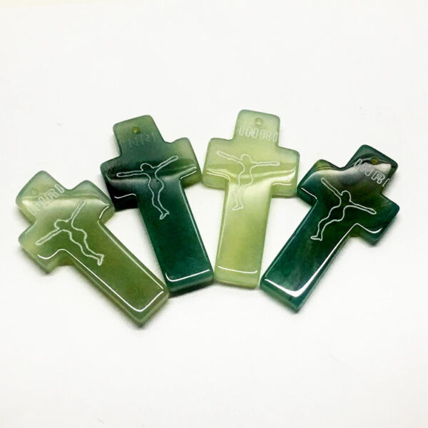 Komi 5cm Carved Agate Cross Pendant Necklace Accessories DIY Jewelry