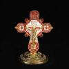 KOMI Vintage Table Standing Ornaments Gold Plated Blue Red Enamel Religious Cross for Home Church Car Decoration Crafts Gifts