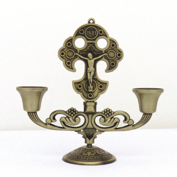 Wholesale European and American Metal Candle Holders Ornaments Home Desktop Metal Religious Cross Craft Ornaments