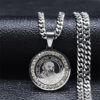 KOMI Stainless Steel Zircon Father's Day Geometric Circle Round Medal Pendant Necklaces 18K Gold Plated/Silver Necklace Gifts