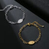 KOMI 2024 New Virgin Mary Stainless Steel Bracelet Shaped Cross with Geometric Paper Clips Bracelet
