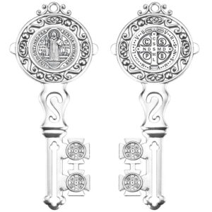 KOMI Key Wall Decor Silver Large Skeleton Key Wall Gothic Furniture Home Decoration Saint Benedict Keys Sign for Craft Gifts