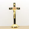 KOMI Home Decorations Collection Tabletop Standing Gold Metal Black Enamel Crucifix Cross Ornaments for Souvenirs Business Gift