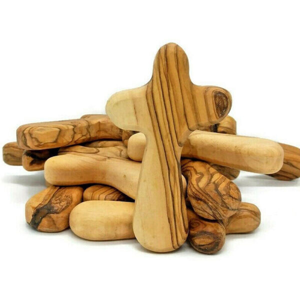 KOMI Hot Sale Olive Wood Cross Prayer Wooden Decorative Cross Olive Wood Hand Prayer Cross