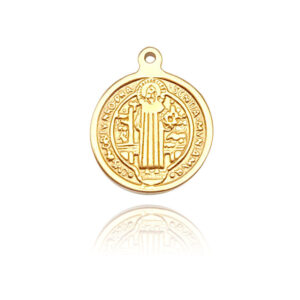 KOMI Gold Cross Oil Pressed Three Hole Round Piece Diy Accessories Stainless Steel Double Hole Pendant