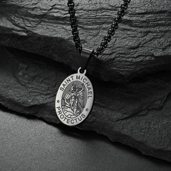 Stainless Steel St Michael Archangel Print Pendant St Michael Blake Oval Pendant Necklace
