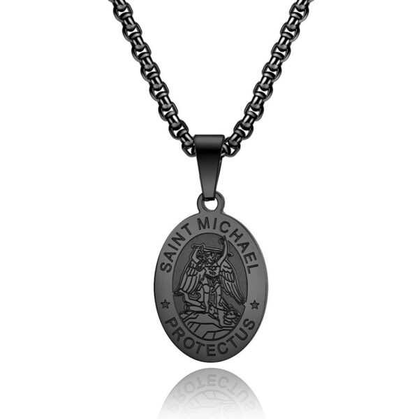 Stainless Steel St Michael Archangel Print Pendant St Michael Blake Oval Pendant Necklace