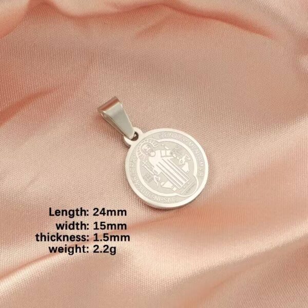 KOMI DIY Saint Benedict Geometric Circular Corrosion Cross Beads Titanium Steel Pendant