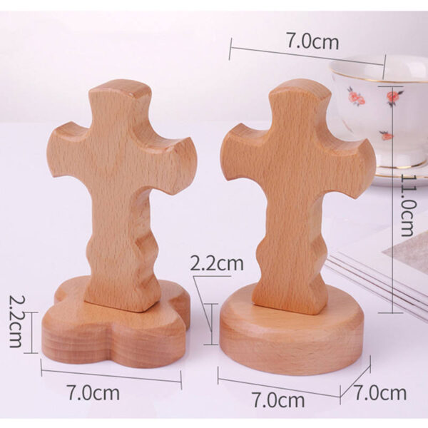 KOMI Carved Beech Wood Cross Crafts Gifts for Church Table Decor Black Walnut Wooden Cross for Easter Ornaments Home Decoration