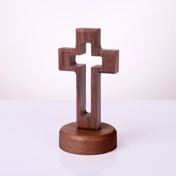 KOMI Carved Beech Wood Cross Crafts Gifts for Church Table Decor Black Walnut Wooden Cross for Easter Ornaments Home Decoration