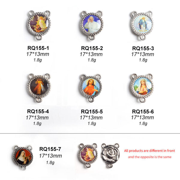 Rose Pendant Medallion Accessories Jesus Wooden Triangle Accessories Catholic Charm Religious Prayer Rosary DIY Manual Connector