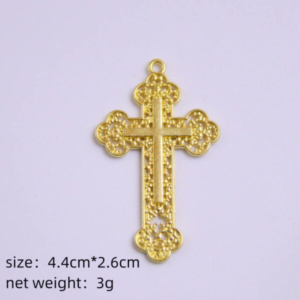 KOMI Gold Plated Vintage Hollow Cross Pendant DIY Metal Cross Charms Pendants for Jewelry Necklace Keyring Accessory Decoration
