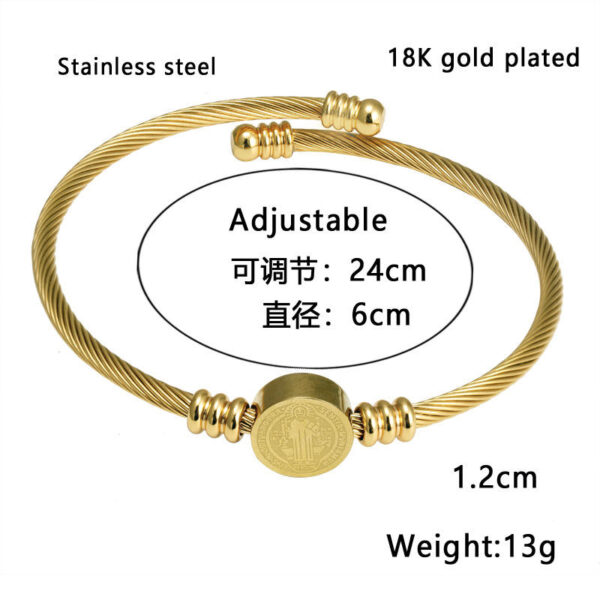 79e28a9c3cb58af7c2d8985735ae29f2_H00135e653c134149b90f2336dceaac2aT_avif=close&webp=close Komi Stainless Steel Adjustable Opening Bracelet Religious Priest Bracelet Women's Hand Jewelry