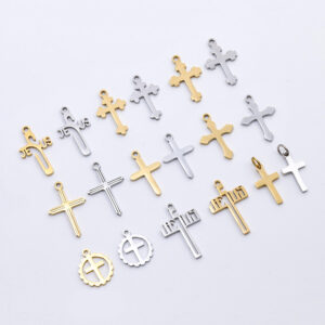 Komi Stainless Steel Small Cross Pendant DIY Handmade Necklace Bracelet Earrings Cross Jewelry Accessories