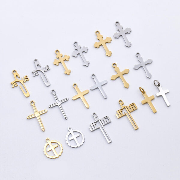 7db4d848ffc7131bb767e1a12317b43d_Hbde20d07d61b462e89a70e0afea9dd4fh_avif=close&webp=close Komi Stainless Steel Small Cross Pendant DIY Handmade Necklace Bracelet Earrings Cross Jewelry Accessories