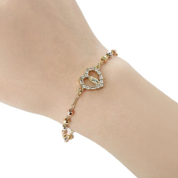 KOMI Cross Charm Bracelets Jesus Cross Saint Benedict Virgin Mary Medal Charms Ball Beaded Link Chain Bracelet for Women Jewelry