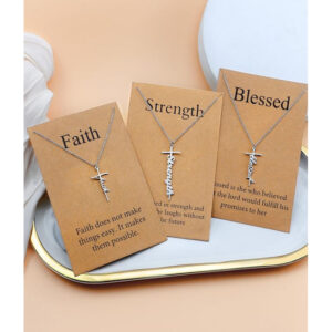 KOMI Faith Cross Necklace for Women Religious Gifts Stainless Steel Cross Pendant Necklace for Women Christian Jewelry Gifts
