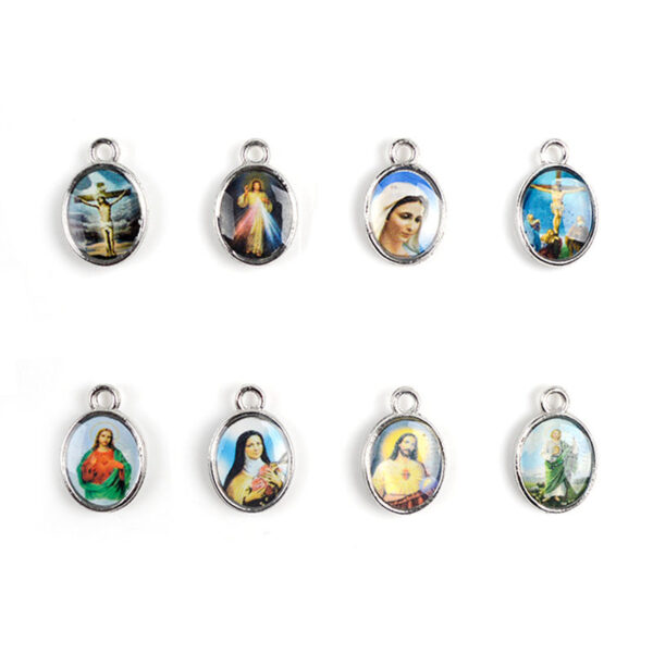 KOMI Drip Oil Stickers Religious Figures Jewelry Accessories Metal Charm Pendant for Prayer Rosary Necklace Bracelet Hanging