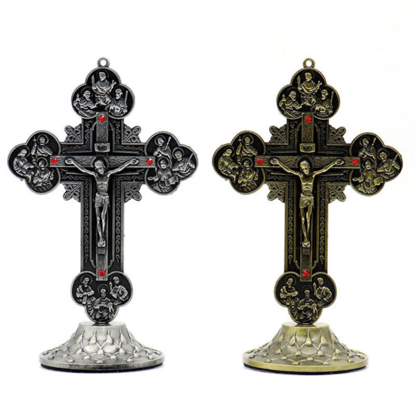Cross Stand Cristian Crucifix Antique Finish Religious Figure Jesus Cross Crucifix Figurine Religious Gifts