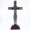 KOMI Solid Wood Embedded Zinc Alloy Fourteen Via Dolorosa Floating Statues Standing Wall Cross Decoration