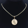KOMI Dainty Figure Necklaces for Women 18K Gold Plated Stainless Steel Round Coin Disc Virgin Mary Pendant Necklace Jewelry Gift
