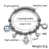 Komi Stainless Steel Bracelet With Drill Wire Greek Fatima Hand Adjustable Titanium Steel Bracelet