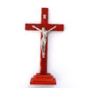 Christian Family Pray Wooden Cross Silver Metal Jesus Crucifix Standing Decoration Ornament Cross