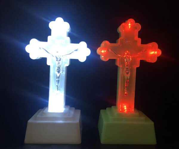 18cm Electronic LED Cross Jesus Christ Night Light Christian Catholic Holy Object Home Decoration