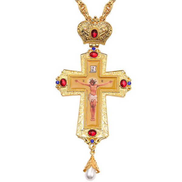 KOMI Roman Palestine Large Cross Pendant Necklaces Diamond Crown Religious Long Chain Necklace Fashion Jewelry