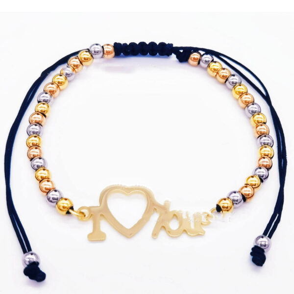 KOMI 2024 New 4mm Gold Steel Rose Three Color Beaded Hand Rope Stainless Steel Straight Bead Diy Braided Rope Bracelet