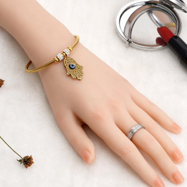 Komi 18K Stainless Steel Eye Bracelet Titanium Steel Turkish Islamic Religious Fatimid Hand Bracelet