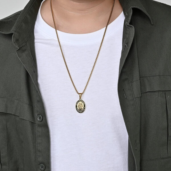 Stainless Steel St Michael Archangel Print Pendant St Michael Blake Oval Pendant Necklace